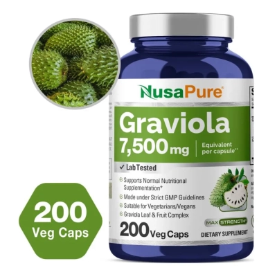 Graviola, 7,500mg, 200 Cápsulas Veganas, NusaPure