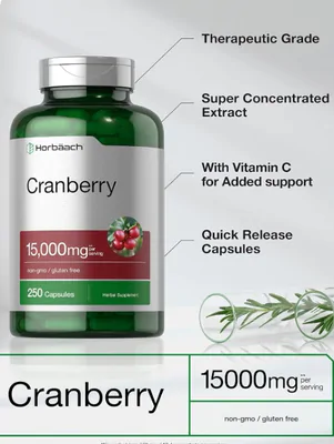 Cranberry 15000mg, Com Vitamina C, 250 cápsulas, Horbaach
