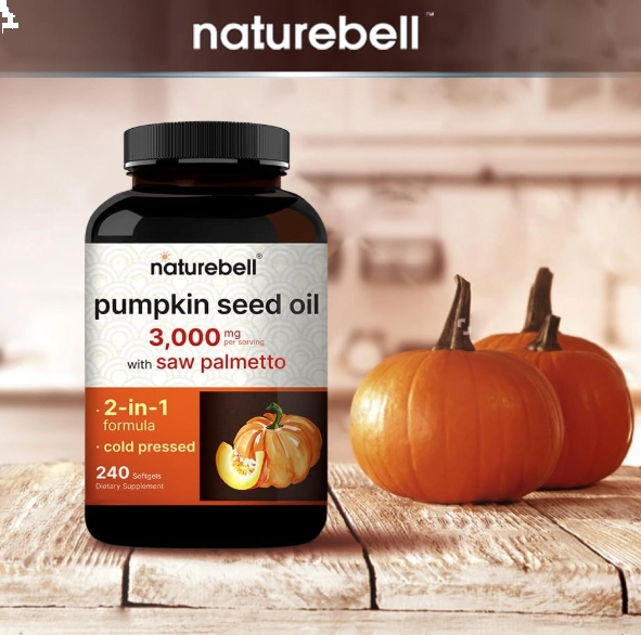 Pumpkin seed Oil, Óleo de Semente de Abóbora 3000mg, 240 capsulas, Naturebell