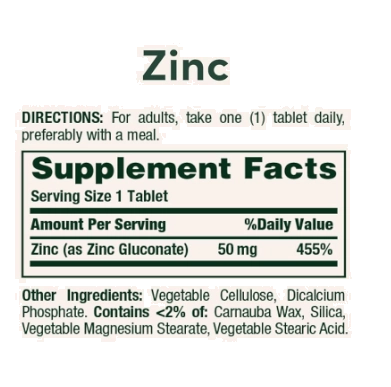 Zinc 50mg, 250 Cápsulas, Nature's Bounty