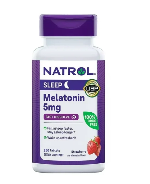 Melatonina 5mg, Fast Dissolve, 250 Comprimidos Sublingual, Natrol
