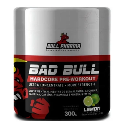 Pré Treino Bad Bull Hardcore, 300g Sabores, Bull Pharma