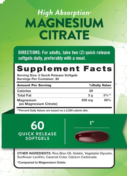 Citrato de Magnésio 250mg, 60 cápsulas, Nature's Truth