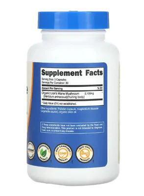 Lion's Mane, Juba de Leão, 2100mg, 90 Cápsulas, Nutricost