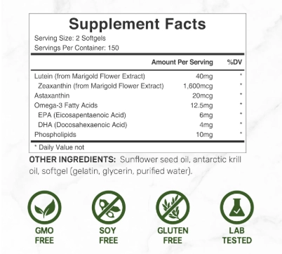 Luteína 40mg e Zeaxantina com Astaxantina, 300 Cápsulas, Deal Suplement