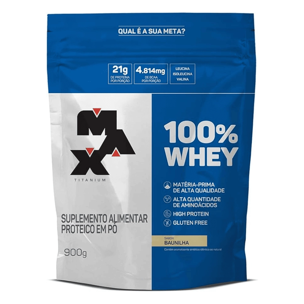 Whey Protein Concentrado 100% 900g Refil Max Titanium