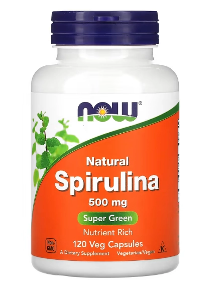 Spirulina Natural, 500mg, 120 Cápsulas, Now