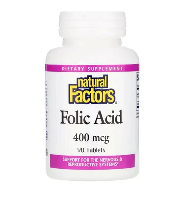 Ácido Fólico, Vitamina B-9, 400 mcg, 90 Comprimidos, Natural Factors