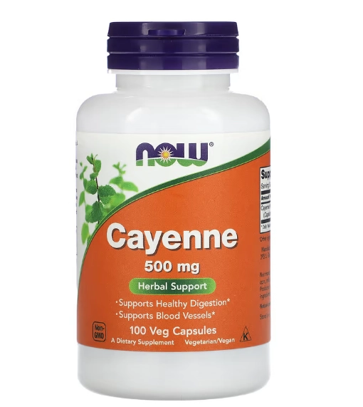 Cayenne, Pimenta Caiena 500mg, 100 Cápsulas, Now