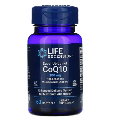 Super Ubiquinol Coenzima CoQ10, 100mg, 60 Cápsulas, Life Extension