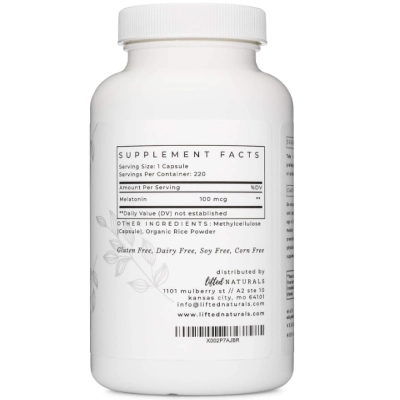 Melatonina 100mcg, 220 Cápsulas Dissolução Rápida, Lifted Naturals