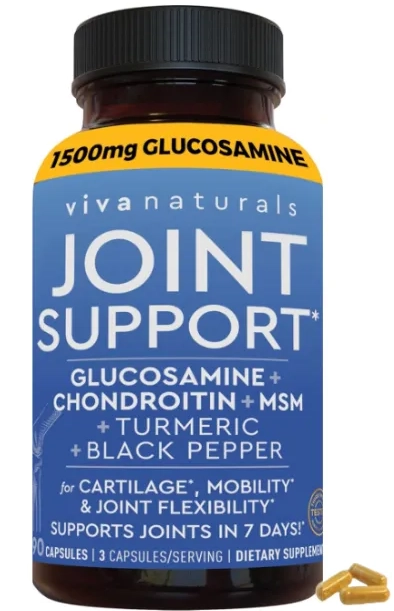 Glucosamina Condroitina e MSM, Com Turmeric, Black Pepper e Boswellia, 90 Cápsulas, Viva Naturals