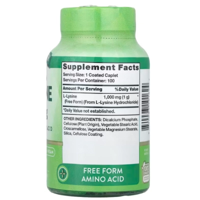 L-lisina 1000mg, 100 Cápsulas, Nature's Truth