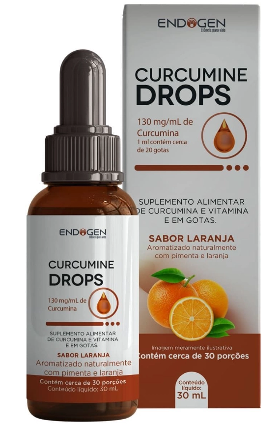 Curcumine Drops, 30Ml, Sabor Laranja, Endogen