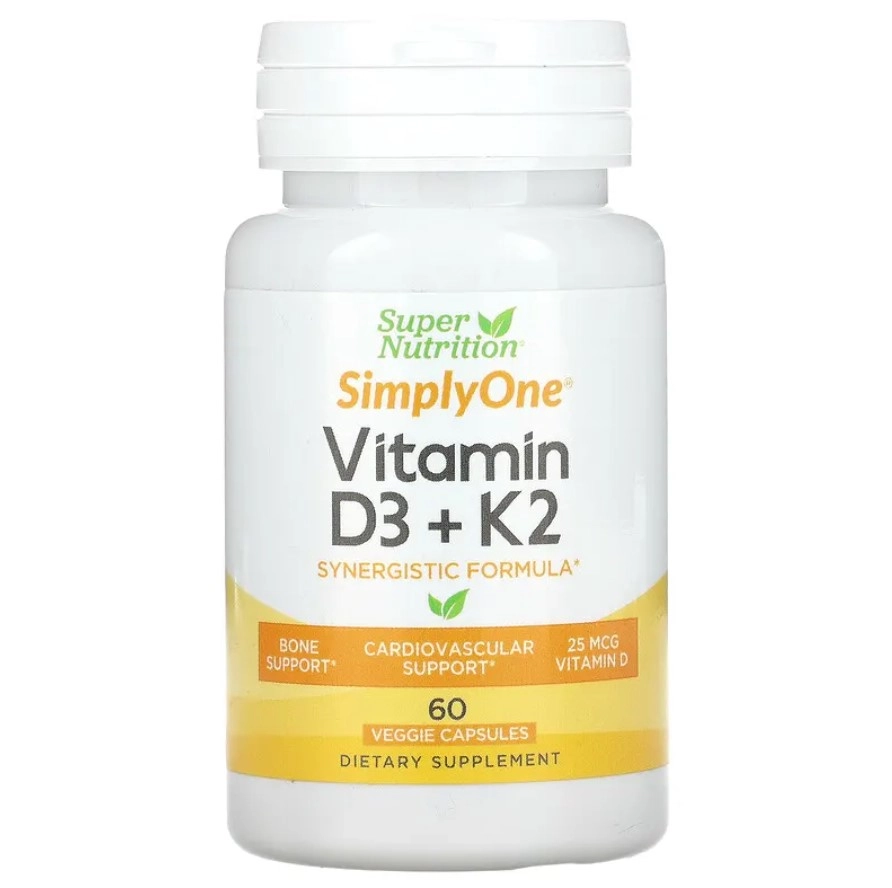 Vitamina D3 + K2, 60 Cápsulas, Super Nutrition