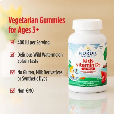 Kids Vitamin D3, Nutrição Infantil, Imunidade e Crescimento Saudável, 60 Gummies, Nordic Naturals