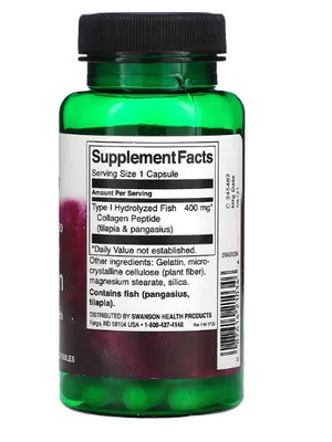 Colágeno Marinho, 400mg, 60 Cápsulas, Swanson