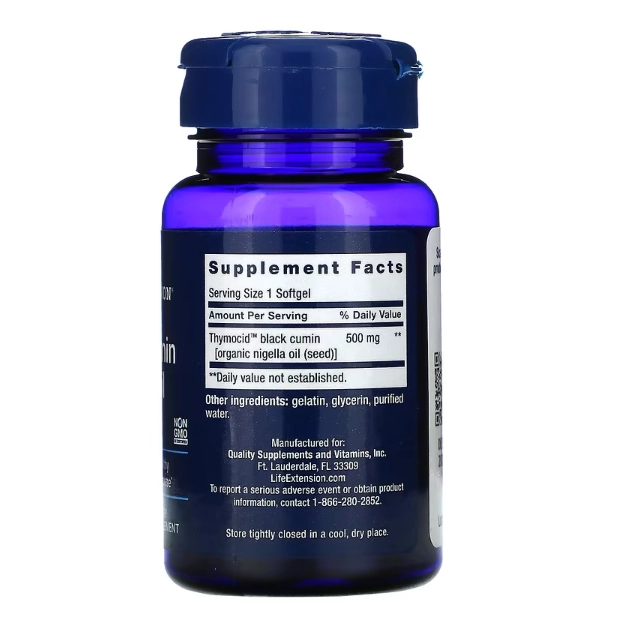 Black Cumin, Seed Oil 500mg, 60 Softgels, Life Extension