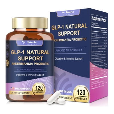 GLP-1 Natural Support, Com Probiótico Akkermansia, Cloridrato de Berberina e Garcinia, 120 Cápsulas, Totaria Health