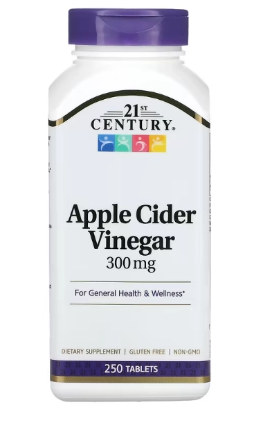 Apple Cider Vinegar, 300mg, 250 Comprimidos, 21st Century