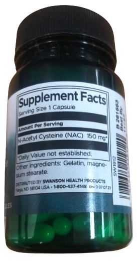 NAC N-acetilcisteína 150mg, 100 Cápsulas, Swanson