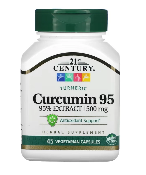 Cúrcuma 95, 500mg, 45 Cápsulas, 21st Century