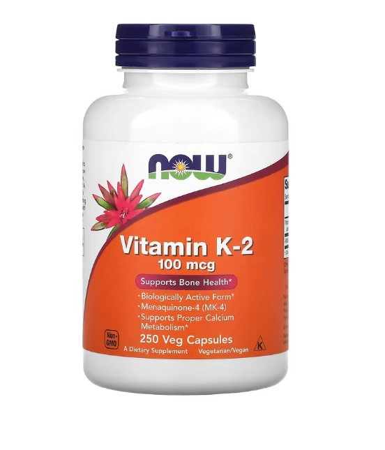 Vitamina K-2, 100mcg, 250 Cápsulas, Now