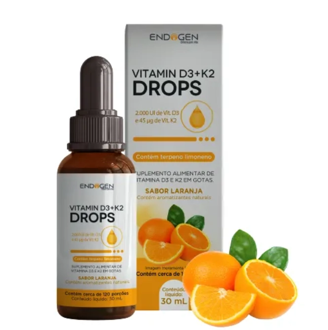 Vitamina D3+K2,  30ml Sabor Laranja, Endogen