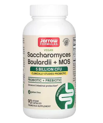 Saccharomyces Boulardii Vegano + MOS, 5 Bilhões de UFCs, 90 Cápsulas, Jarrow Formulas