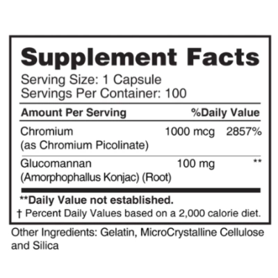 Picolinato de cromo  1000mcg com Glucomanano 100mg, Earth's Creation