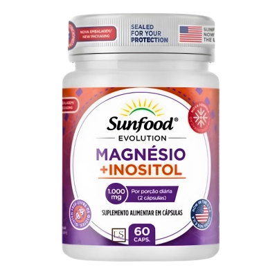 Magnésio + Inositol 1000mg 60 Cápsulas - Sunfood