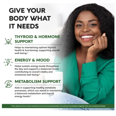 Thyroid Support for Women, Para saúde Feminina, com Selênio, Zinco, Iodo e L-Tirosina, 60 Cápsulas, Nutraharmony