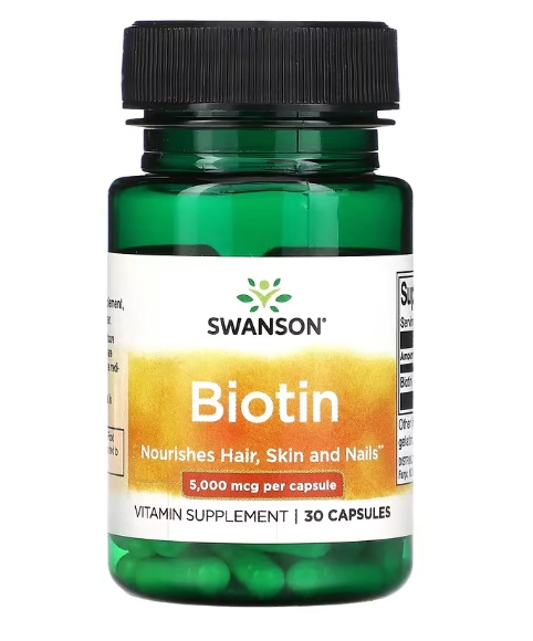 Biotina, 5000mcg, 30 Cápsulas, Swanson