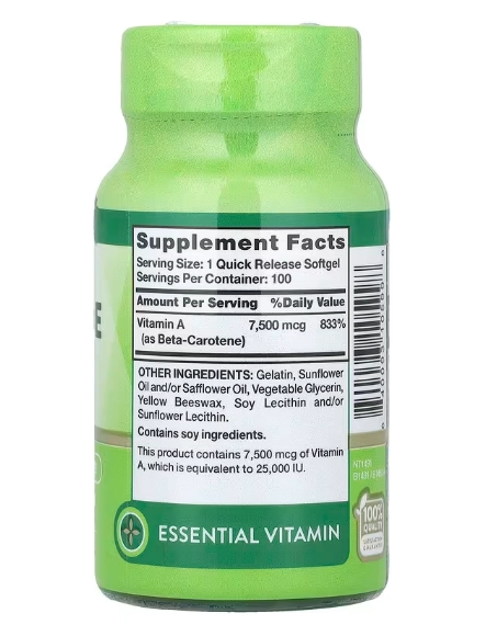 Betacaroteno, 7500mcg, 100 Cápsulas, Nature's Truth