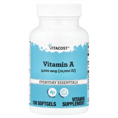 Vitamina A 3000mcg / 10.000UI, 100 Cápsulas, Vitacost