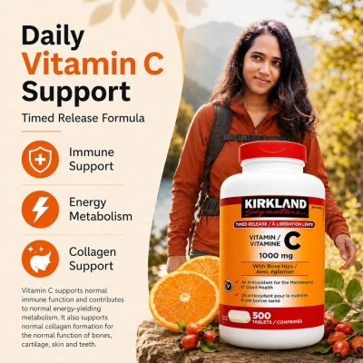 Vitamina C, + Rosa Mosqueta e Bioflavonoides Cítricos, 1000mg, 500 Tablets, Kirkland