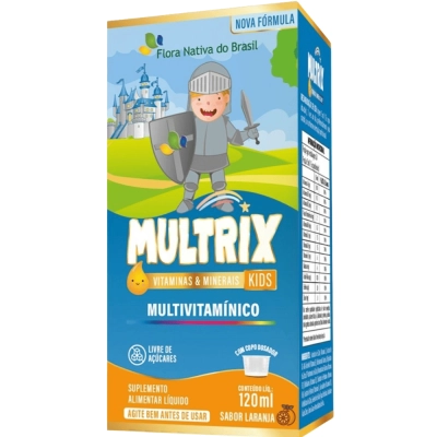 Kit 3 Unidades, MULTRIX (Xarope Infantil com Vitaminas de A a Z) Sabor Laranja, 120ml - Flora Nativa do Brasil