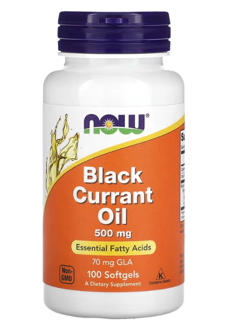 Black Currant Oil, Óleo de Groselha Preta 500mg, 100 Cápsulas, Now