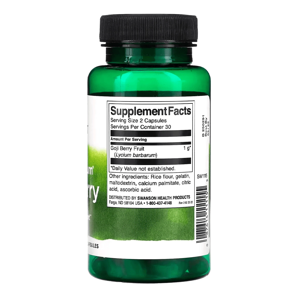 Baga de Goji 500mg, 60 Cápsulas - Swanson