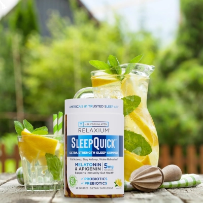 SleepQuick Gummies, Sono, Imunidade, 90 Gomas Mastigáveis Sabor Limão, Relaxium