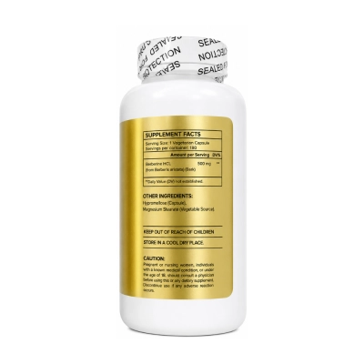 Berberina 500mg, Metabolismo, Energia e Equilíbrio do Organismo, 180 Cápsulas, Long Life Nutri
