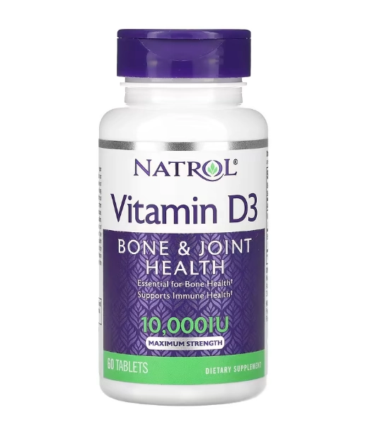 Vitamina D3, Saúde Articular, Força Máxima, 10000 UI, 60 Comprimidos, Natrol