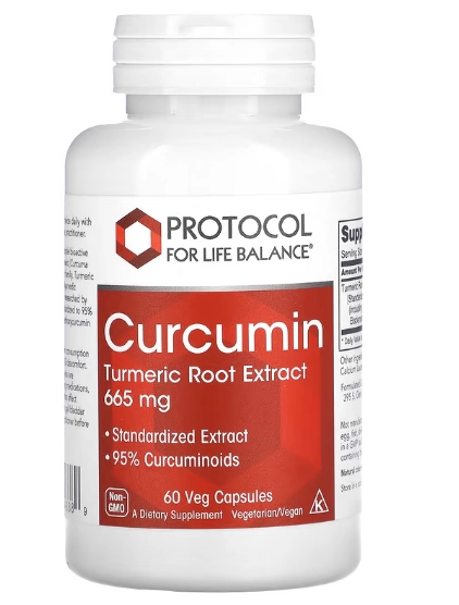 Extrato de raiz de Cúrcuma, 665mg, 60 cápsulas, Protocol for Life Balance