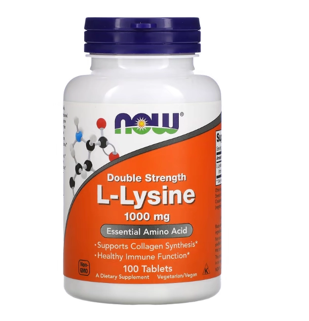 L-Lisina de Dupla Força, 1.000 mg, 100 Comprimidos, Now