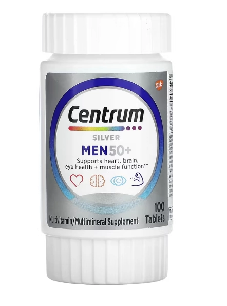 Centrum Silver Men 50+, 100 Comprimidos, Importado