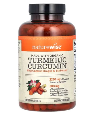 Turmeric, Cúrcuma Orgânica, 180 Cápsulas, NatureWise