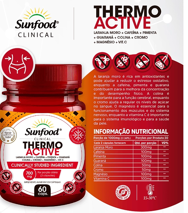 Thermo Active, 700mg, 60 Cápsulas, Sunfood