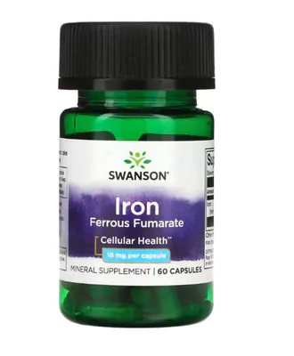 Fumarato Ferroso de Ferro, 18mg, 60 Cápsulas, Swanson