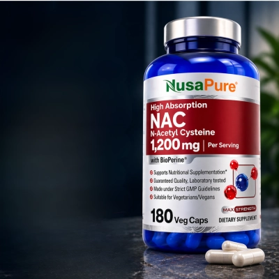 NAC 1200mg, Saúde do Fígado, Imunidade e Equilíbrio do Organismo, 180 Cápsulas, NusaPure