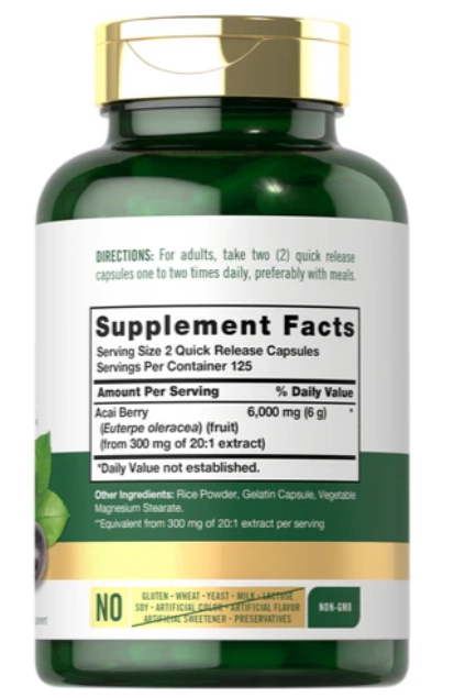 Açaí Berry 6000mg, 250 Cápsulas, Carlyle